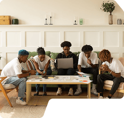 Team collaborating around a table